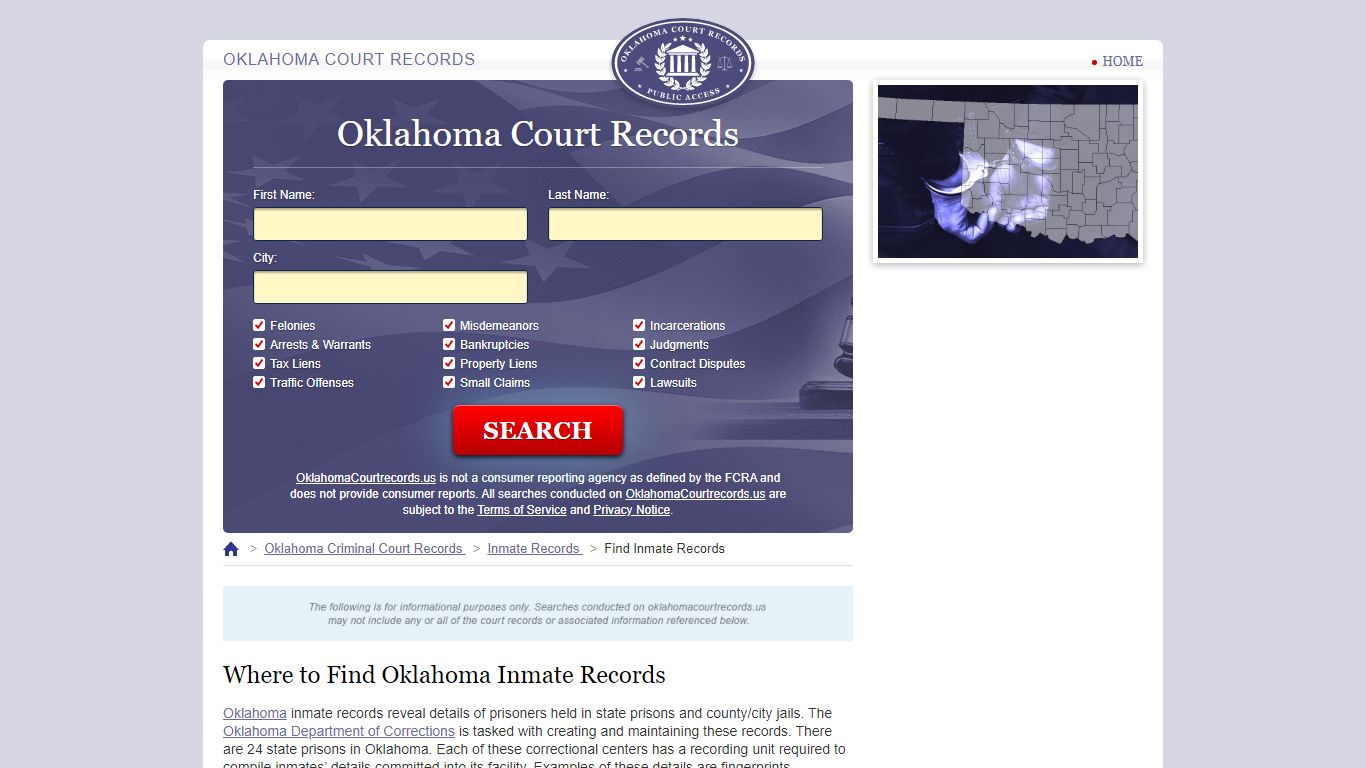 Oklahoma Inmate Search | OklahomaCourtRecords.us
